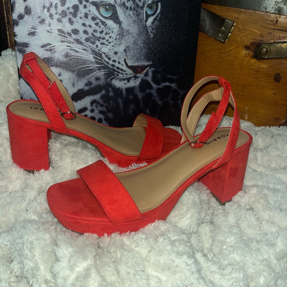Torrid Red Suede Block Heels